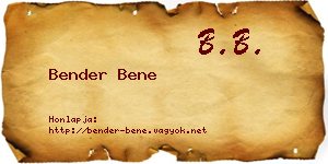 Bender Bene névjegykártya